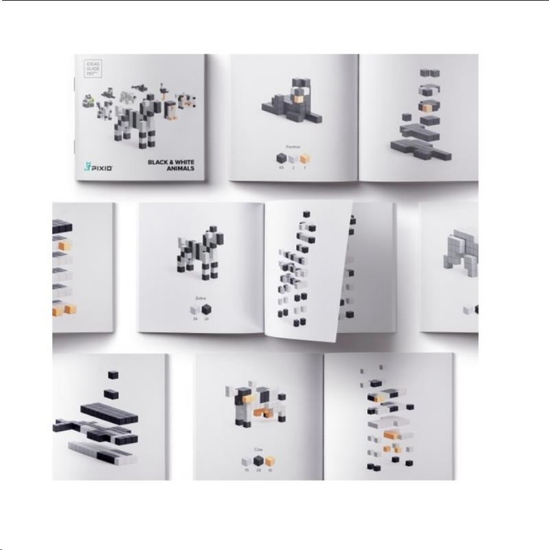 PIXIO Black & White Animals magnetická stavebnice4 