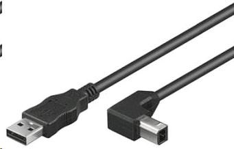 Kábel USB PREMIUMCORD 2.0 Konektor A-B 1m - ohnutý konektor B 90°0 