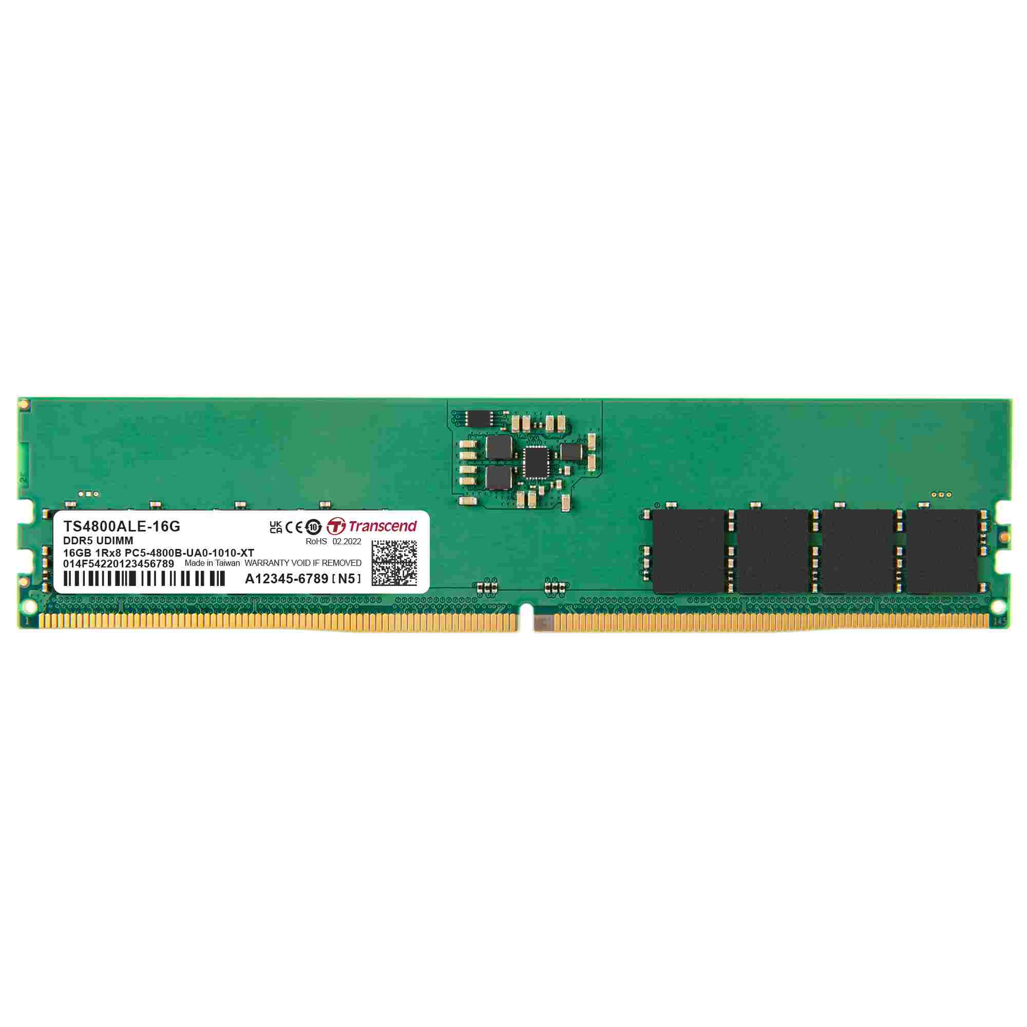 DDR5 DIMM 16GB 4800MHz TRANSCEND 1Rx8 2Gx8 CL40 1.1V0 