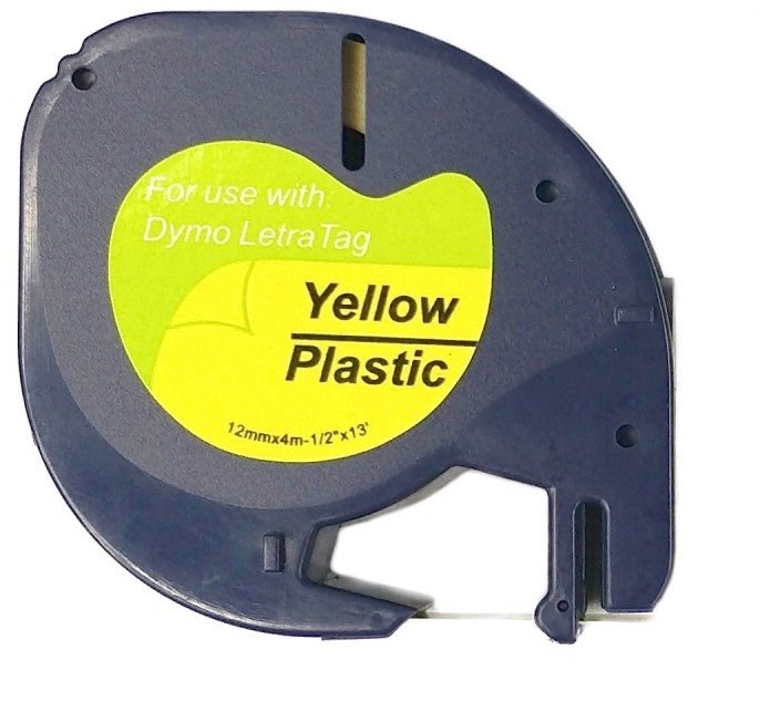 Páska Xerox kompatibilná s DYMO 59423,  12 mm x 4 m,  čierna tlač /  žltý podklad,  LetraTag,  plast - ALLPRINT0 