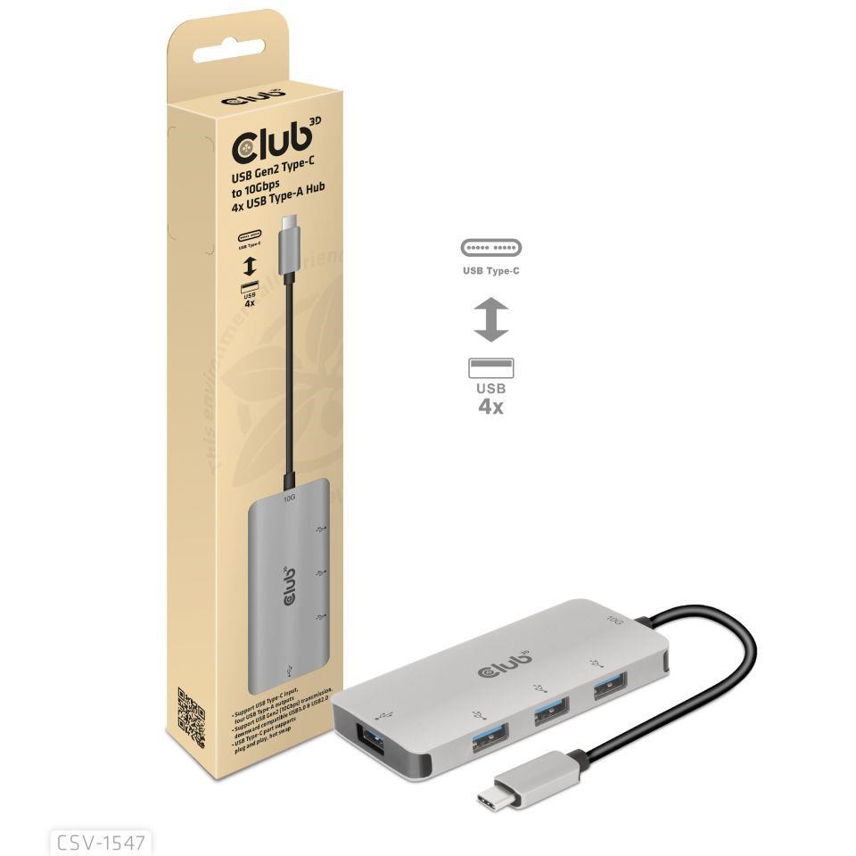 Club3D Hub USB-C Gen2 na 10Gbps 4x USB Type-A Hub0 