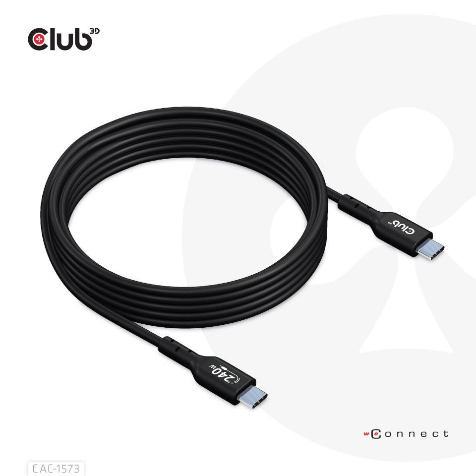 Club3D kabel USB-C,  Oboustranný USB-IF Certifikovaný data kabel,  Data 480Mb, PD 240W(48V/ 5A) EPR M/ M 2m3 