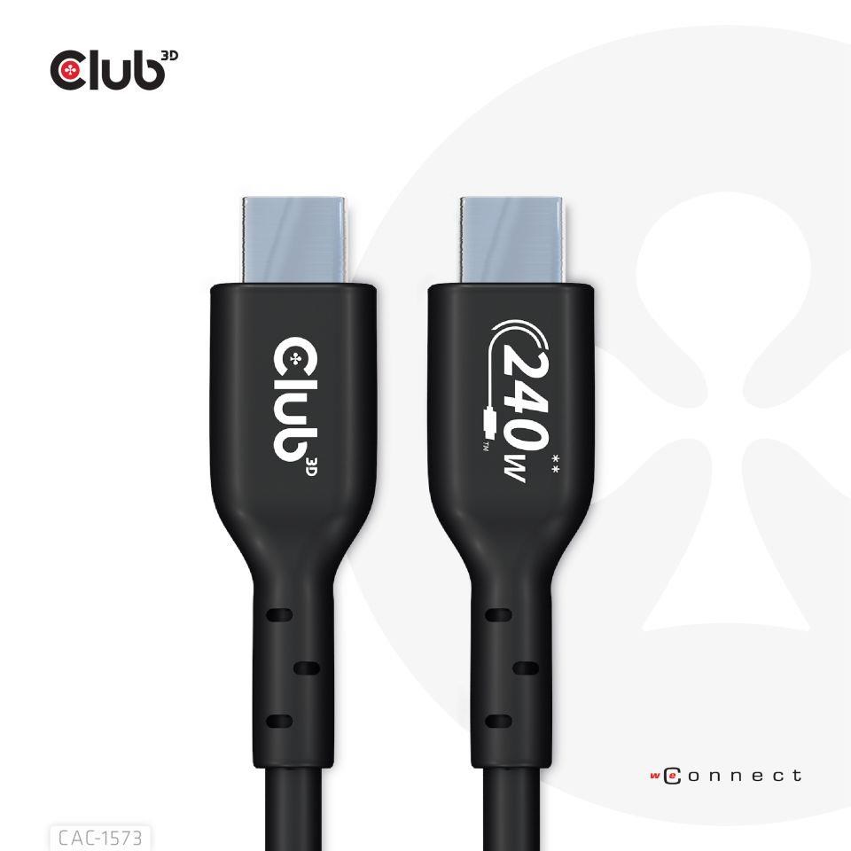 Club3D kabel USB-C,  Oboustranný USB-IF Certifikovaný data kabel,  Data 480Mb, PD 240W(48V/ 5A) EPR M/ M 2m4 