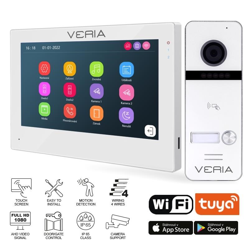SET Videotelefon VERIA 3001-W (Wi-Fi) bílý + vstupní stanice VERIA 3010 