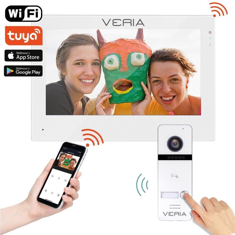 SET Videotelefon VERIA 3001-W (Wi-Fi) bílý + vstupní stanice VERIA 3011 