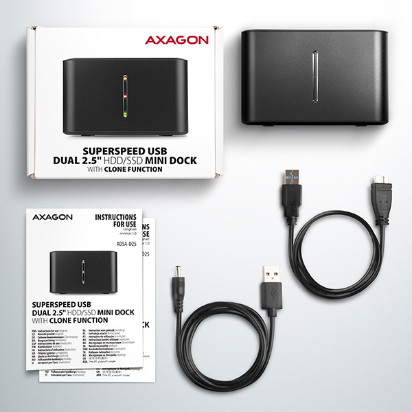 AXAGON ADSA-D25, USB 3.2 Gen 1 - 2x SATA 6G 2.dokovacia stanica 5