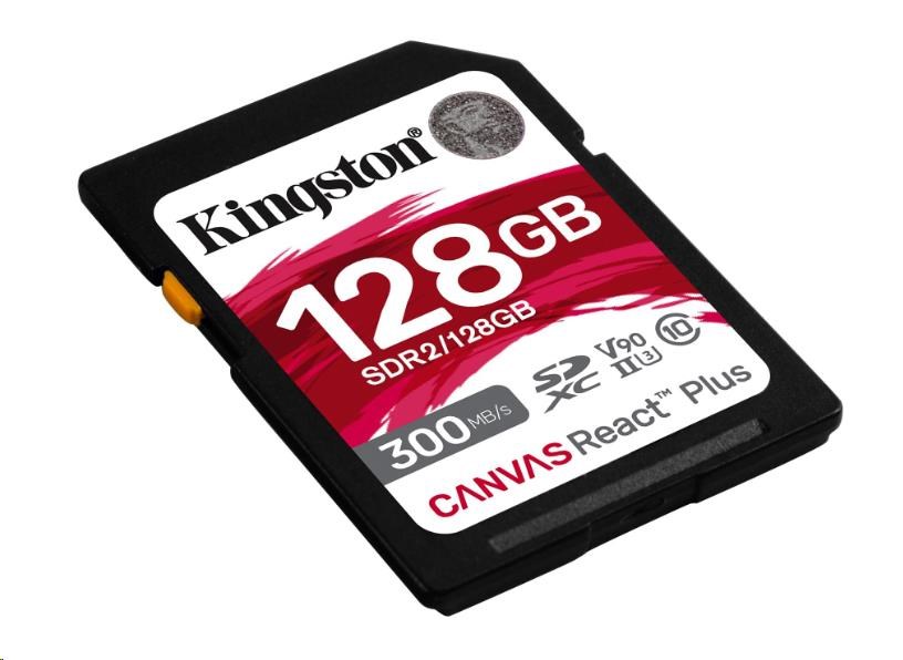 Kingston 128GB Canvas React Plus SDXC UHS-II 300R/ 260W U3 V90 pre Full HD/ 4K/ 8K1 