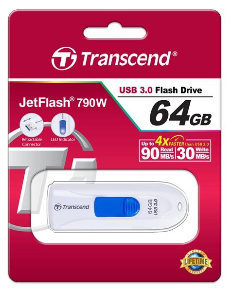 TRANSCEND Flash disk 64GB JetFlash®790, USB 3.1 (R:90/W:30 MB/s) biela/modrá4 