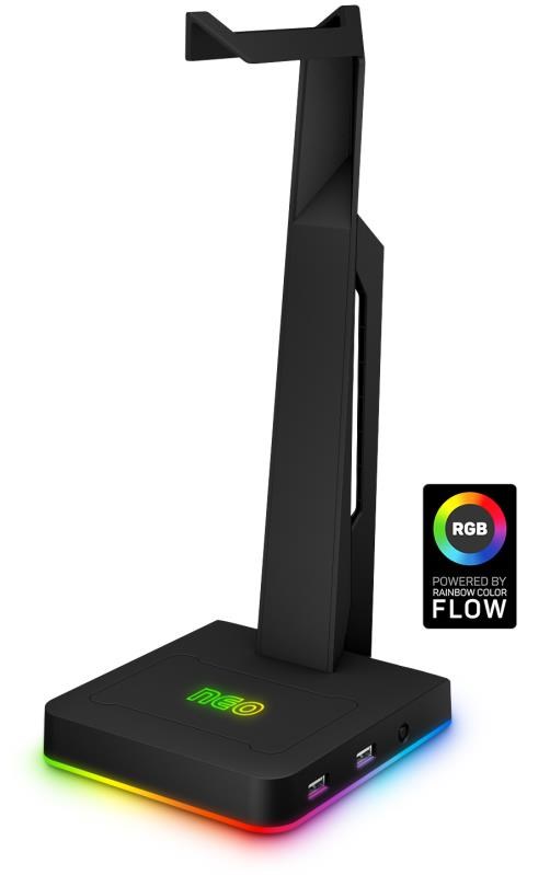 CONNECT IT NEO Stand-It RGB stojan na slúchadlá + rozbočovač USB,  čierny0 