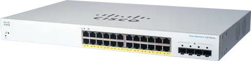 Cisco switch CBS220-24P-4G (24xGbE, 4xSFP, 24xPoE+, 195W) - REFRESH0 