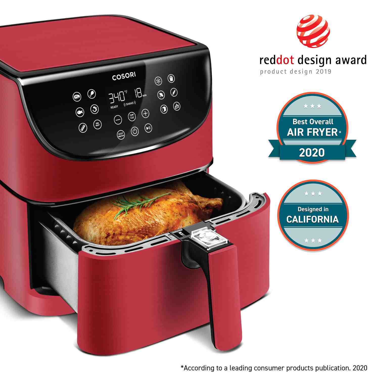 BAZAR - Cosori CP158-AF PREMIUM – horkovzdušná digitální fritéza,  red - Poškozený obal (Komplet)1 
