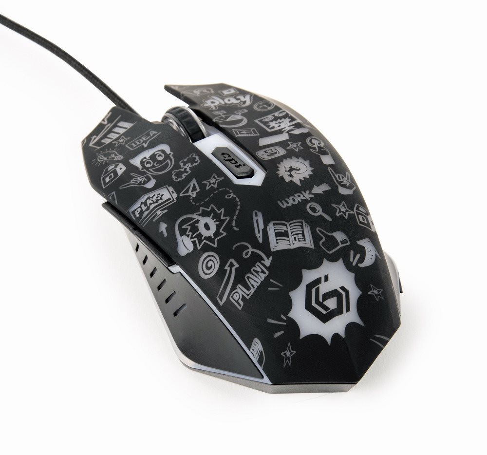 GEMBIRD myš MUS-6B-GRAFIX-01, černá s grafickým potiskem, USB0 