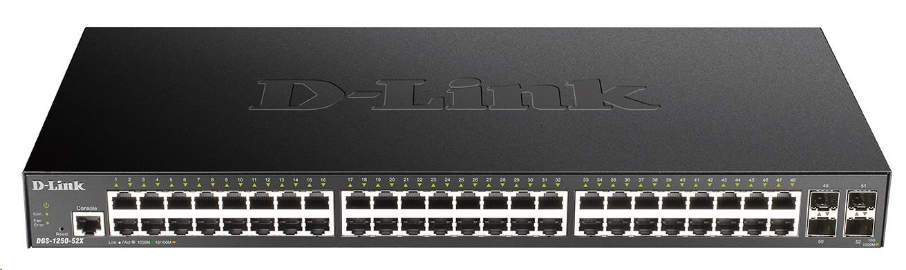 D-Link DGS-1250-52X 52-portový gigabitový inteligentný prepínač, 48x GbE, 4x SFP+1 