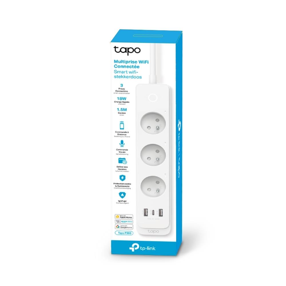 TP-Link Tapo P300 chytrý WiFi prodlužovací kabel (3x230V,2xUSB-A,1xUSB-C,2300W,10A,2,4 GHz,BT)1 