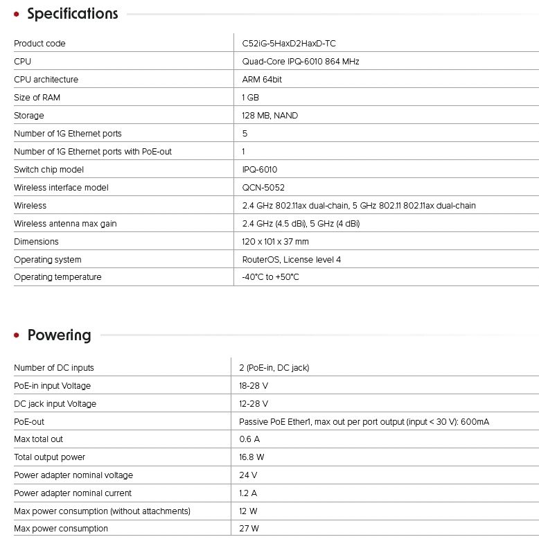 MikroTik hAP ax2 RouterBOARD C52iG-5HaxD2HaxD-TC2 