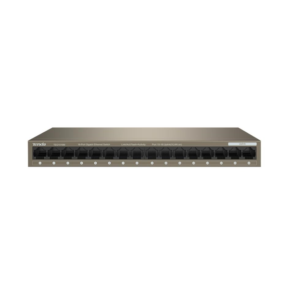 Tenda TEG1016M - 16-port Gigabit Ethernet Switch,  10/ 100/ 1000 Mbps,  Fanless,  Kov1 