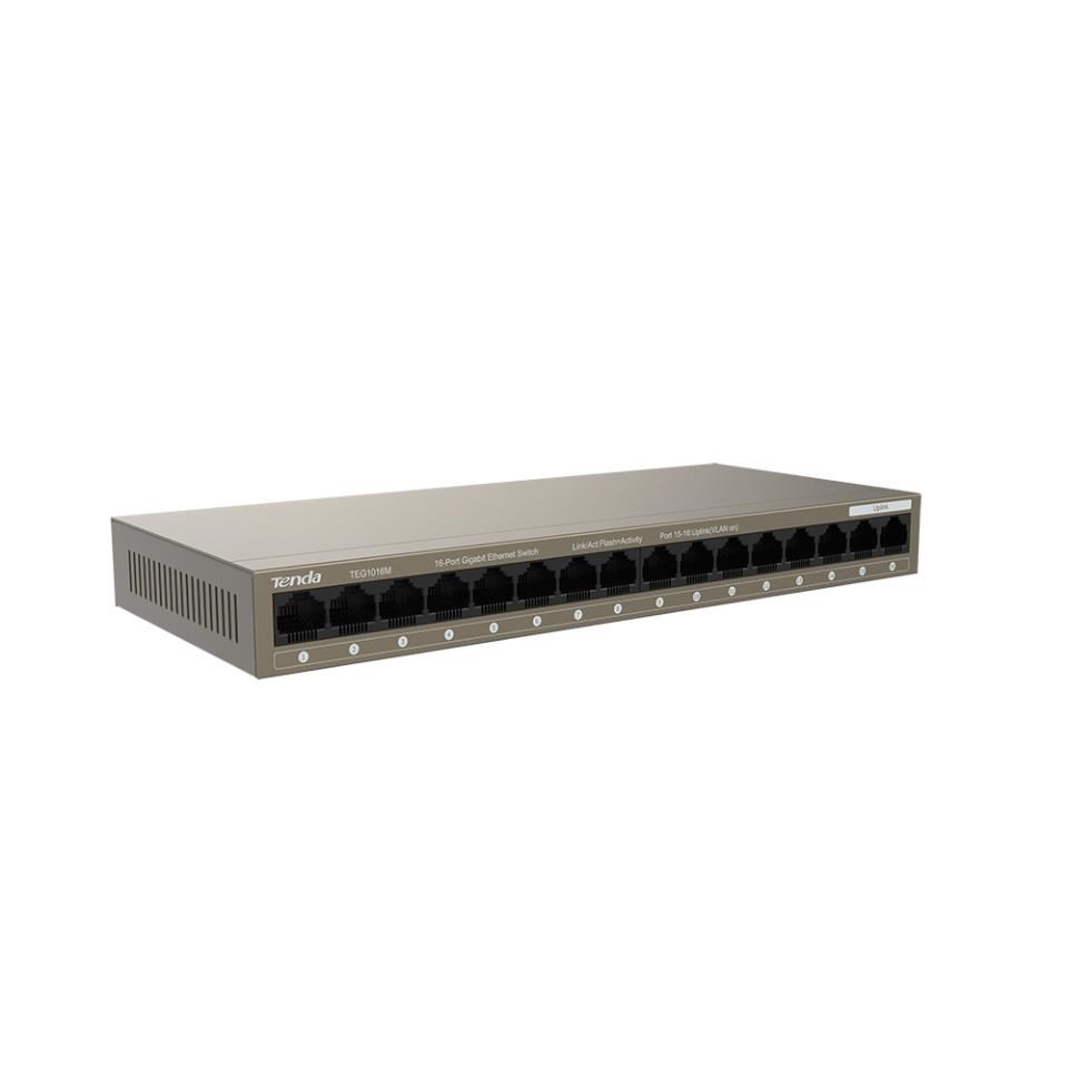 Tenda TEG1016M - 16-port Gigabit Ethernet Switch,  10/ 100/ 1000 Mbps,  Fanless,  Kov3 