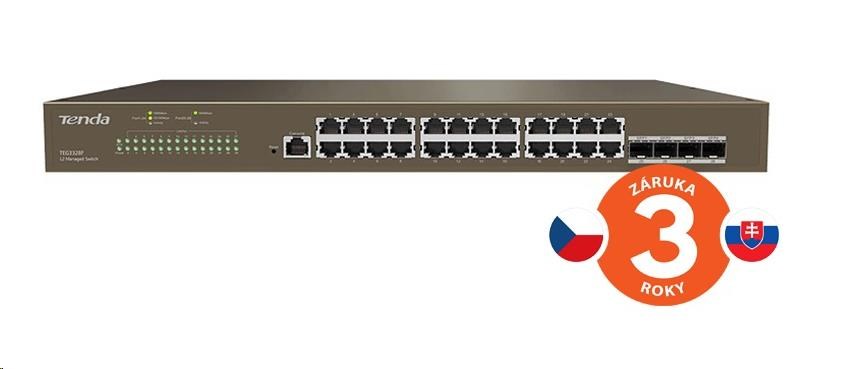 Tenda TEG3328F - L2 Managed Gigabit Switch, 24x RJ45 10/100/1000 Mb/s, 4x SFP 1 Gb/s2 