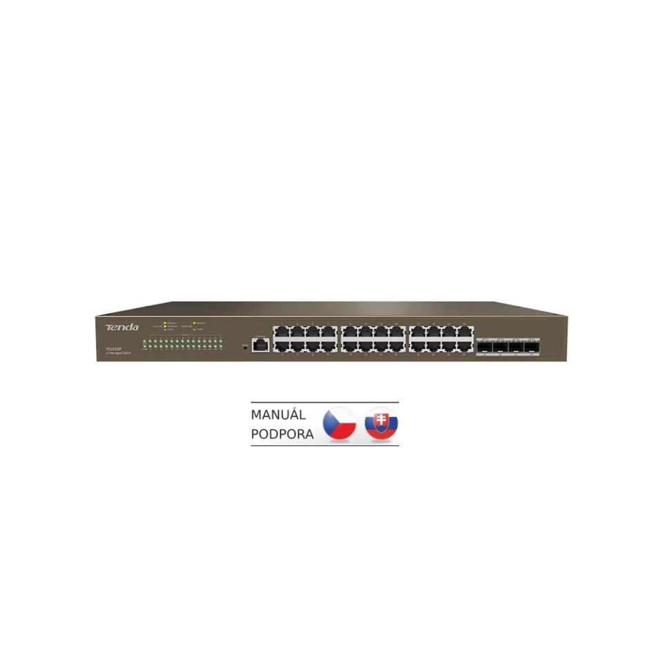 Tenda TEG3328F - L2 Managed Gigabit Switch, 24x RJ45 10/100/1000 Mb/s, 4x SFP 1 Gb/s1 