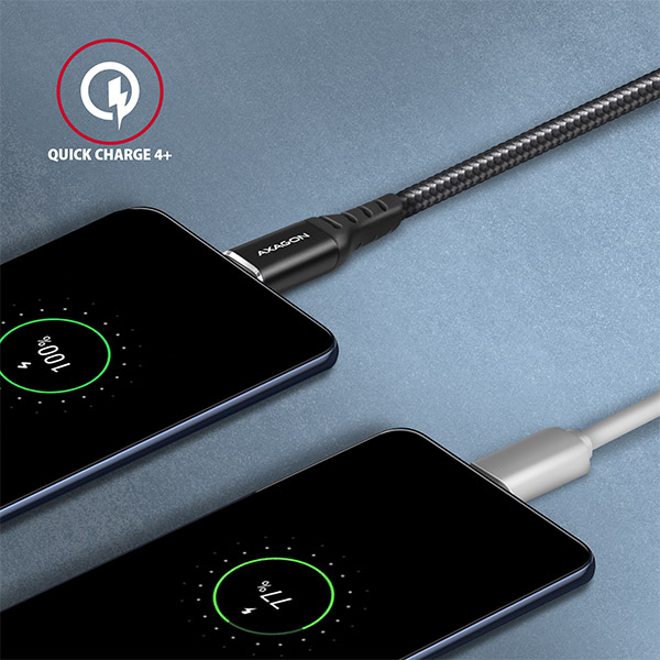 AXAGON BUCM-CM10AB, HQ kábel USB-C <-> USB-C, 1 m, USB 2.0, PD 60W 3A, ALU, opletenie, čierny5 