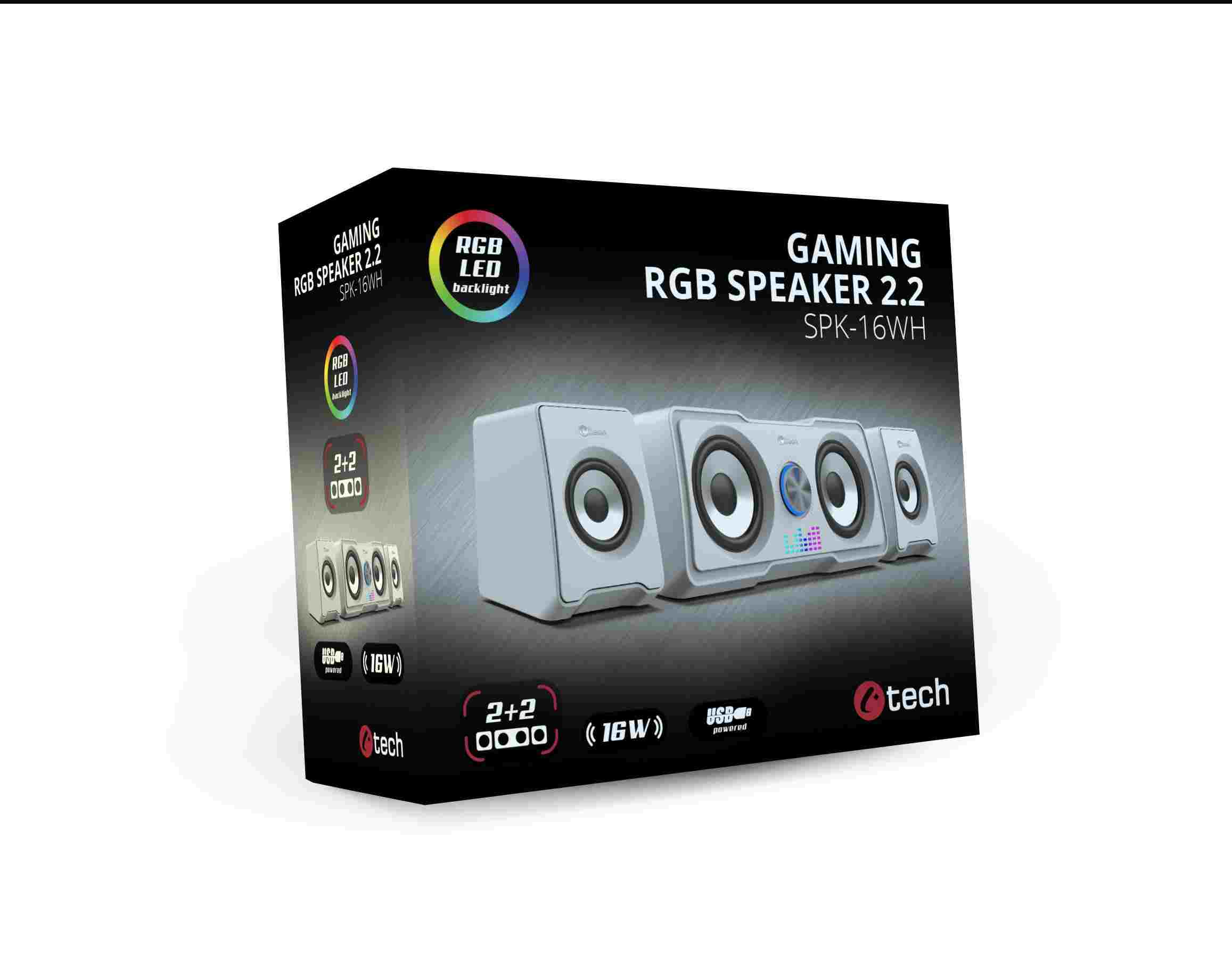 C-TECH reproduktory SPK-16,  2.2,  RGB,  bílá1 