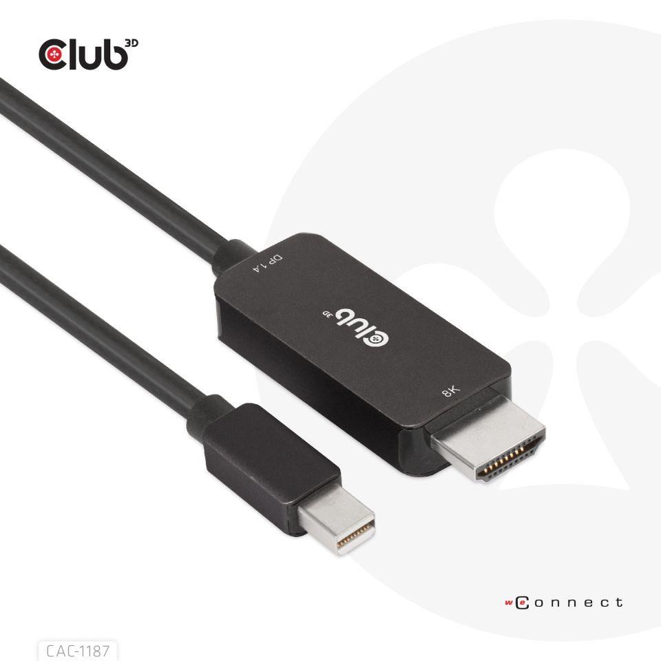 Club3D kabel miniDP 1.4 na HDMI,  4K120Hz nebo 8K60Hz HDR10+,  M/ M,  1.8m0 