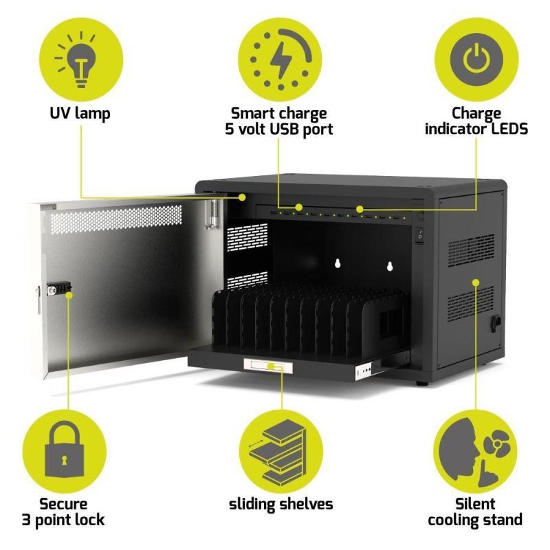 PORT nabíjecí skříňka pro 10 tabletů,  černá7 