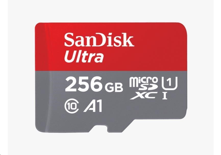 SanDisk MicroSDXC karta 256GB Ultra (150 MB/ s,  A1 Class 10 UHS-I) + adaptér1 