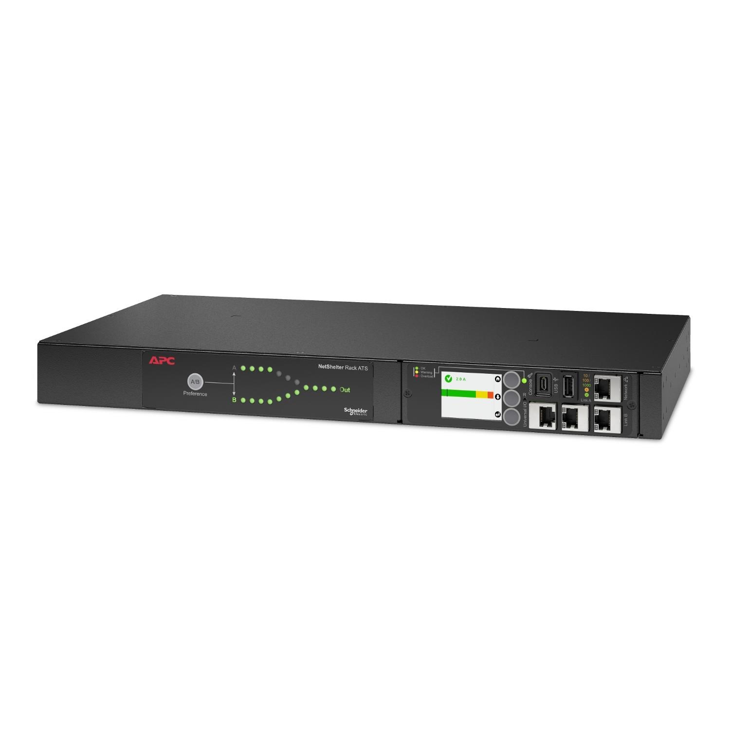 APC Rack ATS,  230V,  10A,  (12)C13 out,  IEC-320 C14 (2)1 