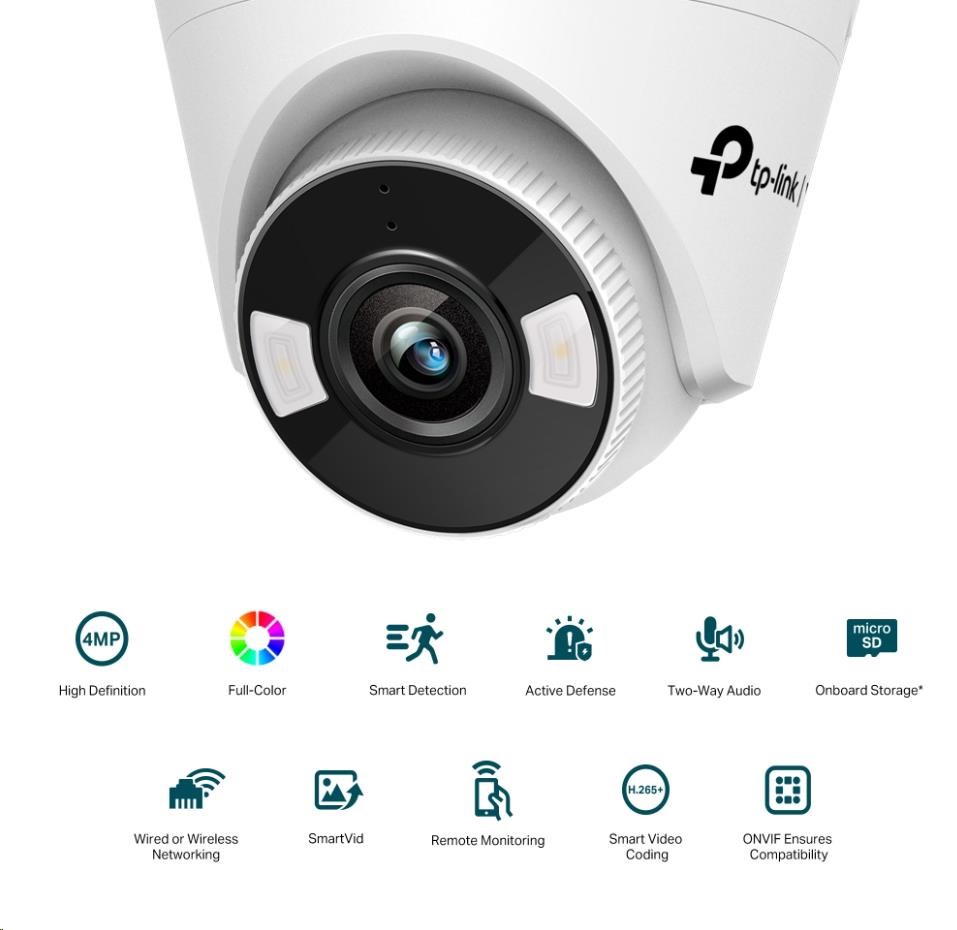 TP-Link VIGI C440(4mm),  4MP,  Turret,  PoE,  IR 30m,  Micro SD card1 