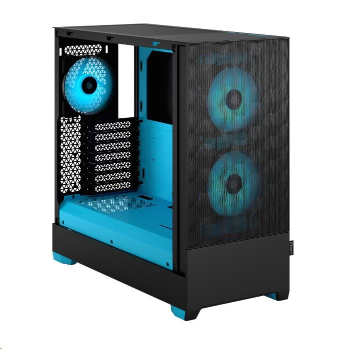 FRACTAL DESIGN skříň Pop Air RGB Cyan Core TG Clear Tint,  2x USB 3.0,  bez zdroje,  ATX9 