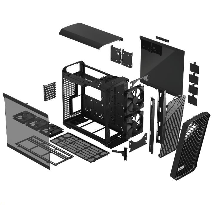 FRACTAL DESIGN skříň Torrent Black TG Light Tint,  USB 3.1 Type-C,  2x USB 3.0,  bez zdroje,  E-ATX8 