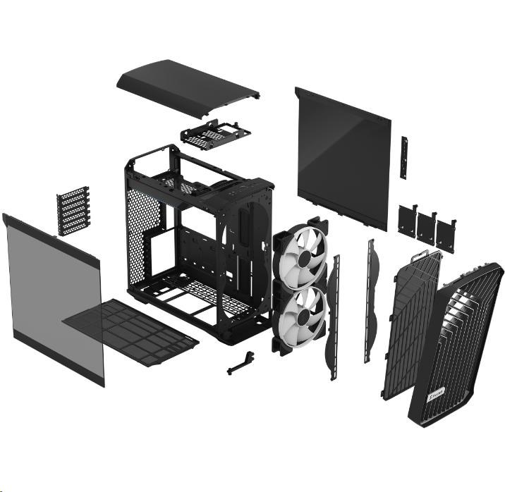 FRACTAL DESIGN skříň Torrent Compact RGB Black TG Light Tint,  USB 3.1 Type-C,  2x USB 3.0,  bez zdroje,  E-ATX6 