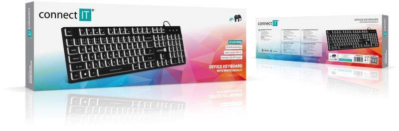 CONNECT IT kancelářská podsvícená klávesnice Chocolate WhiteStar,  CZ + SK verze,  černá1 
