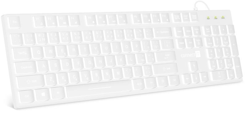 CONNECT IT kancelářská podsvícená klávesnice Chocolate WhiteStar,  CZ + SK verze,  bílá0 