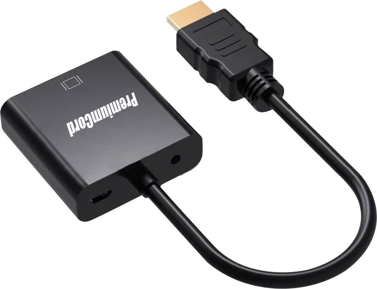 PremiumCord převodník HDMI na VGA se zvukem 3, 5mm stereo jack,  černá0 