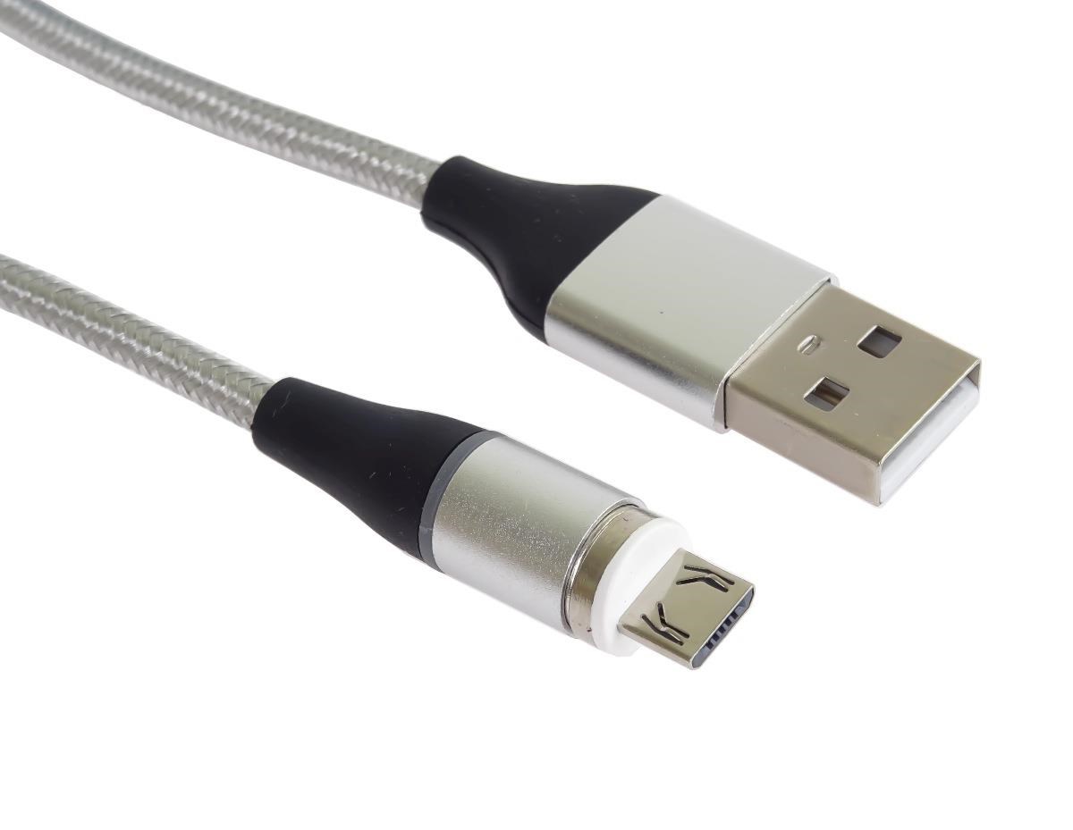 PremiumCord Magnetický micro USB a USB-C nabíjecí a datový kabel,  1m,  stříbrná0 