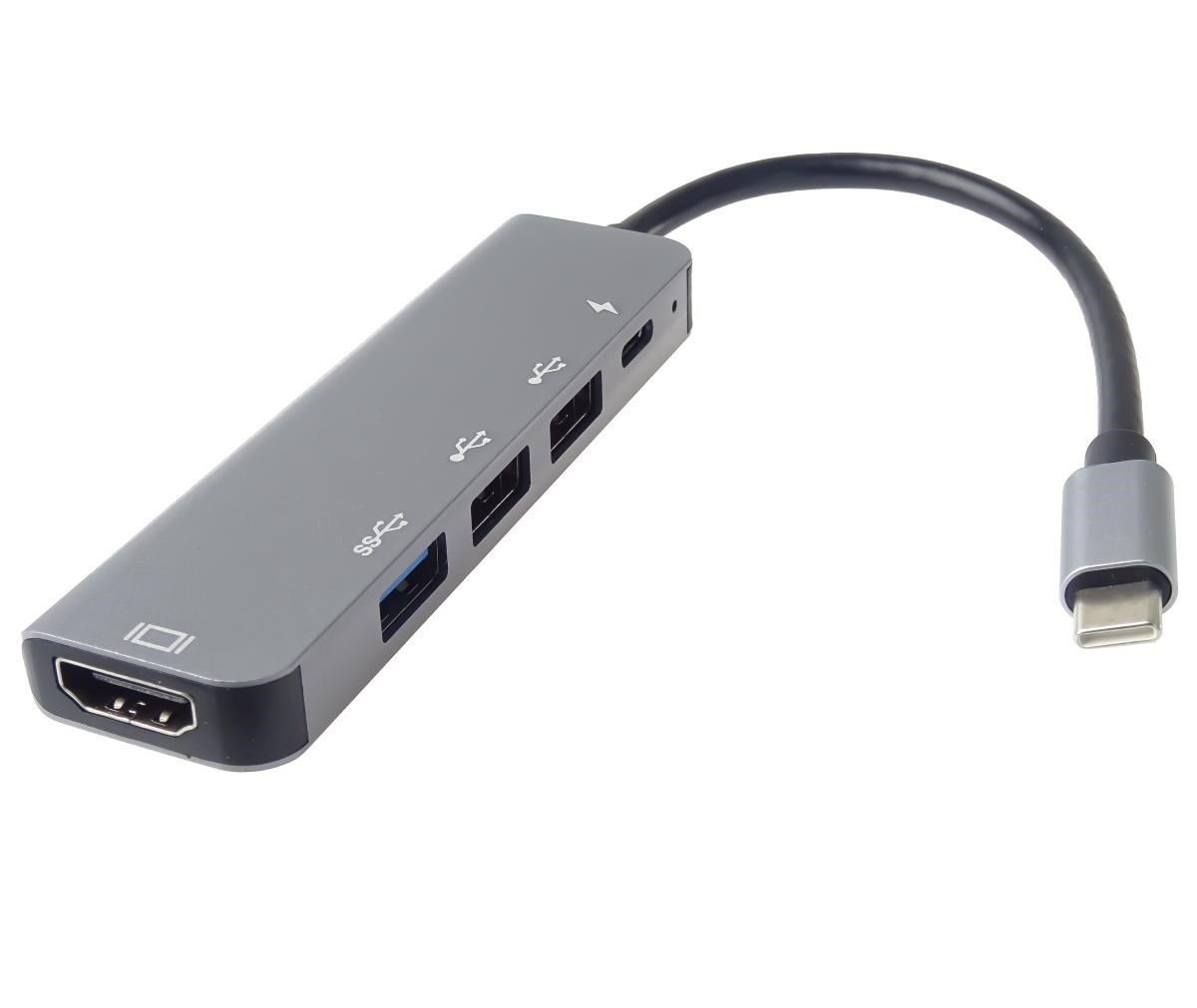 PremiumCord Adaptér USB-C na HDMI + USB3.0 + 2x USB2.0 + PD(power delivery)0 