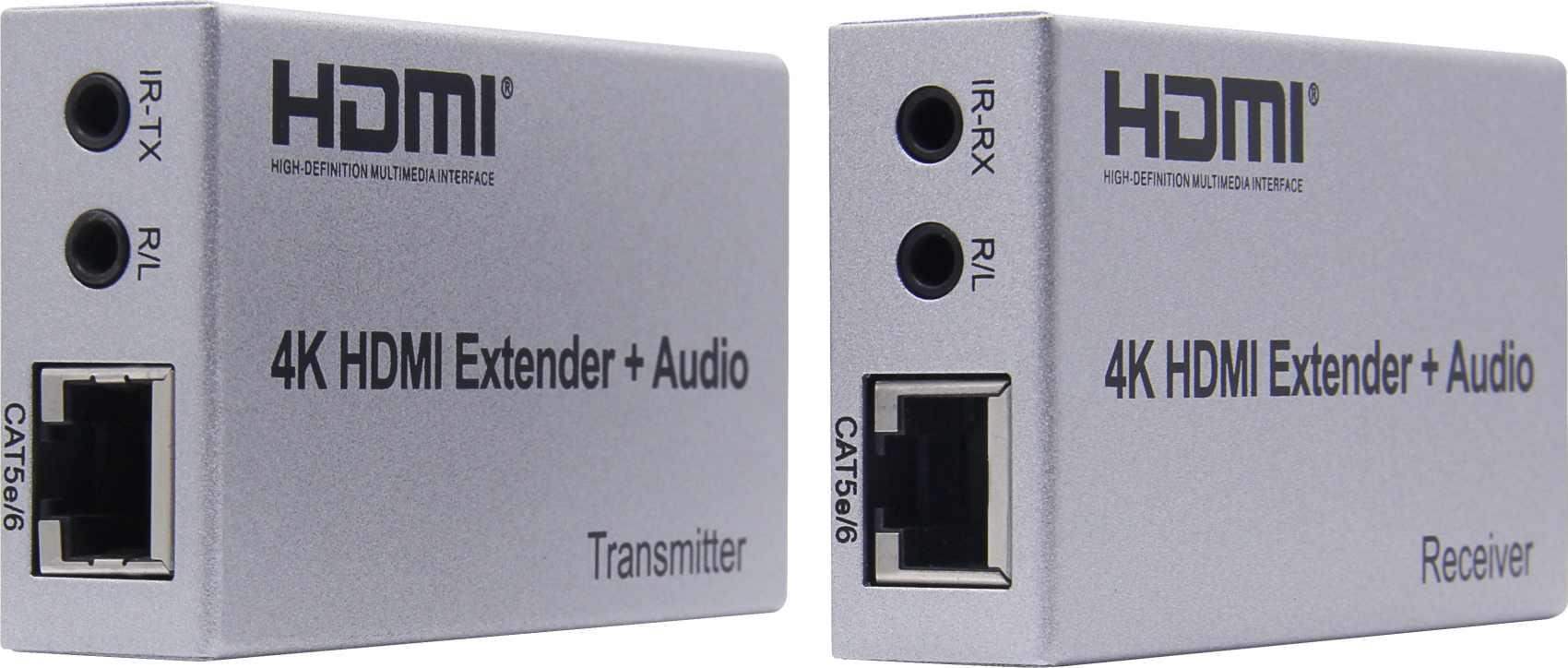 PremiumCord 4K HDMI extender na 100m přes Cat5e/ Cat6,  přenos Irda a Audio výstupy0 