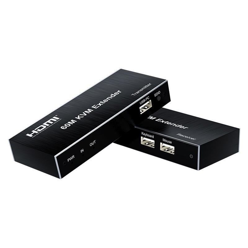 PremiumCord HDMI KVM extender s 2xUSB na 60m s audiem přes jeden kabel Cat5/ 60 