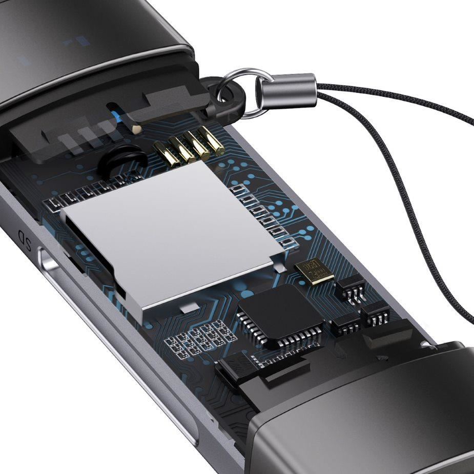 Baseus čtečka paměťových karet Lite Series USB-A + USB-C/ SD,  microSD,  šedá5 