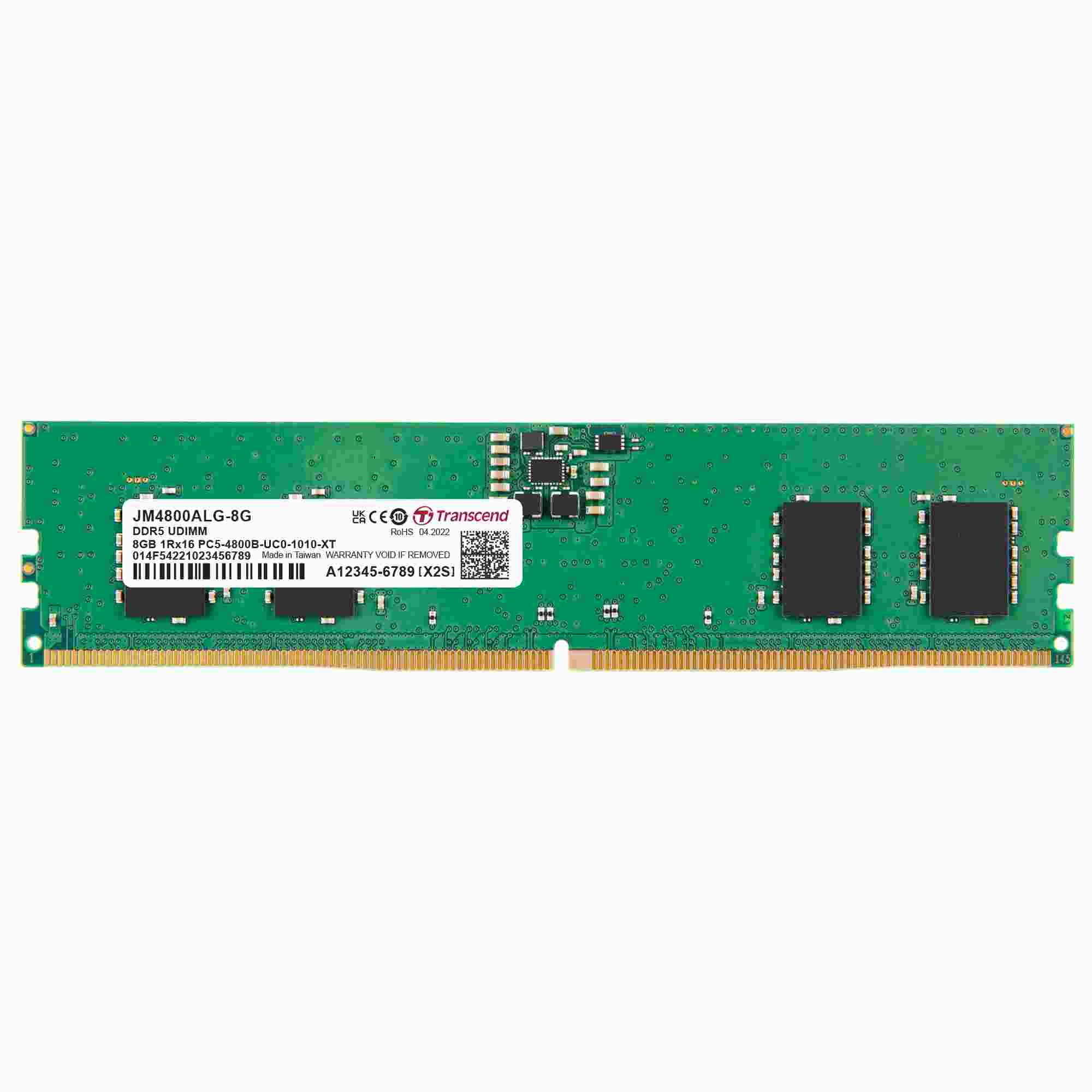 TRANSCEND DIMM DDR5 8GB 4800MHz 1Rx16 1Gx16 CL40 1.1V0 