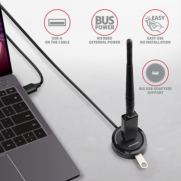 AXAGON HUE-P1AL,  4x USB 3.2 Gen 1 ROUND hub,  micro USB napájací konektor,  kábel USB-A 1.2 m6 