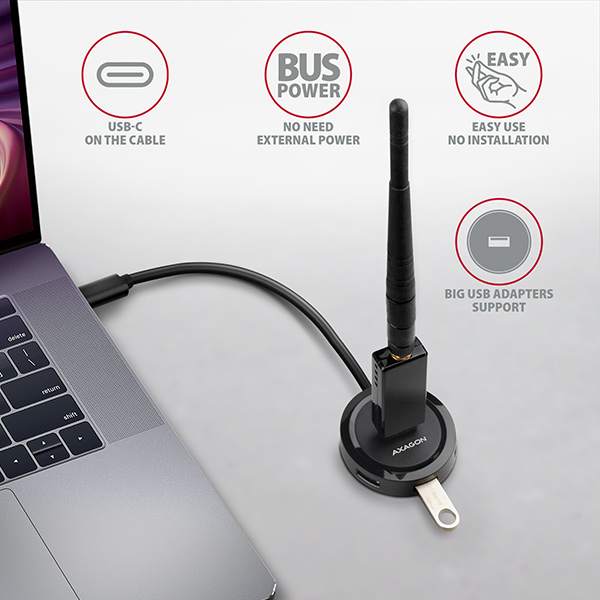 AXAGON HUE-P1C,  4x USB 3.2 Gen 1 ROUND hub,  micro USB napájací konektor,  kábel USB-C 30cm3 