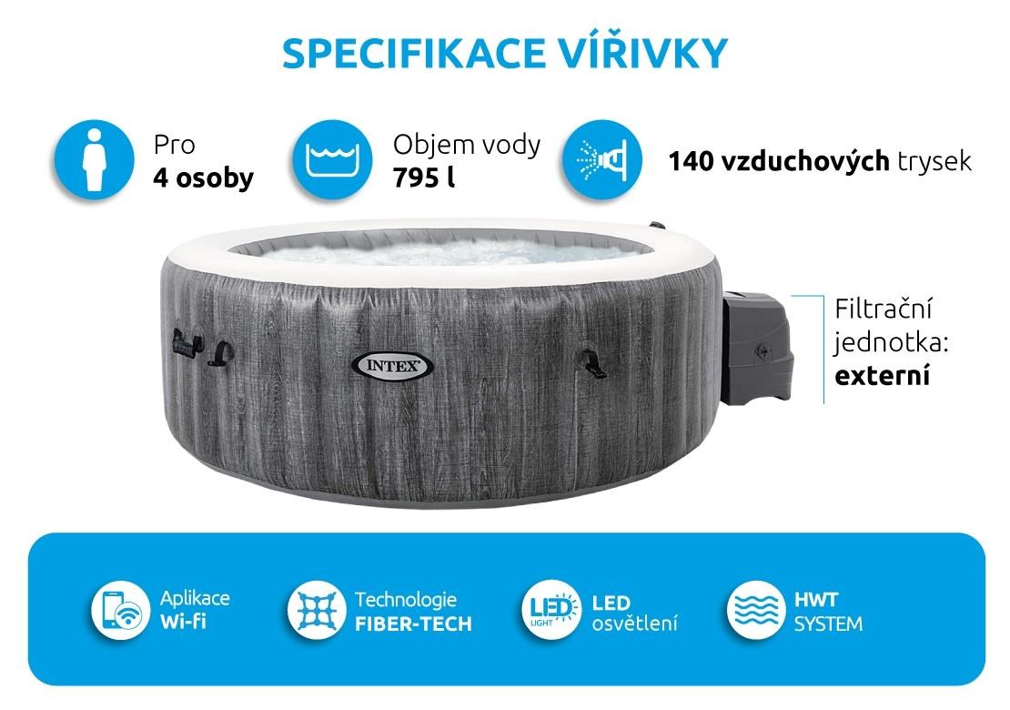 Intex vířivý bazén Pure Spa - Bubble Greywood Deluxe AP 47 
