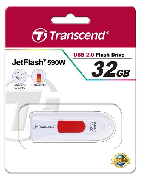 TRANSCEND Flash disk 32GB JetFlash®590W,  USB 2.0 (R:16/ W:6 MB/ s) biela4 