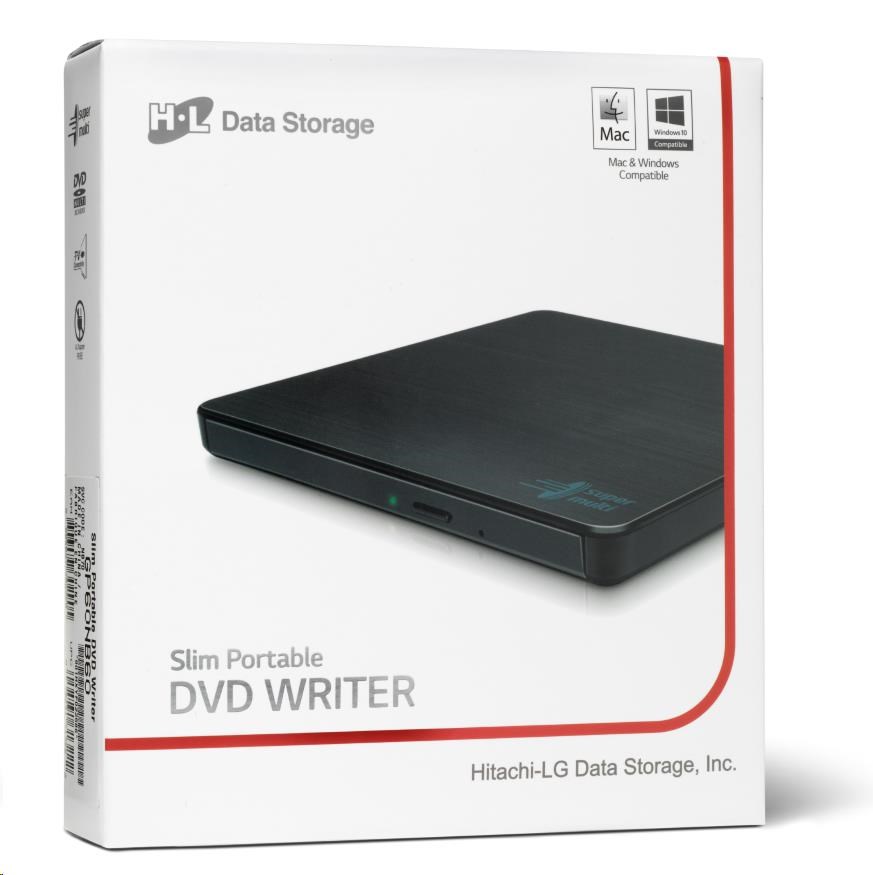HITACHI LG - externá mechanika DVD-W/CD-RW/DVD±R/±RW/RAM GP60NB60, Slim, čierna, box+SW3 