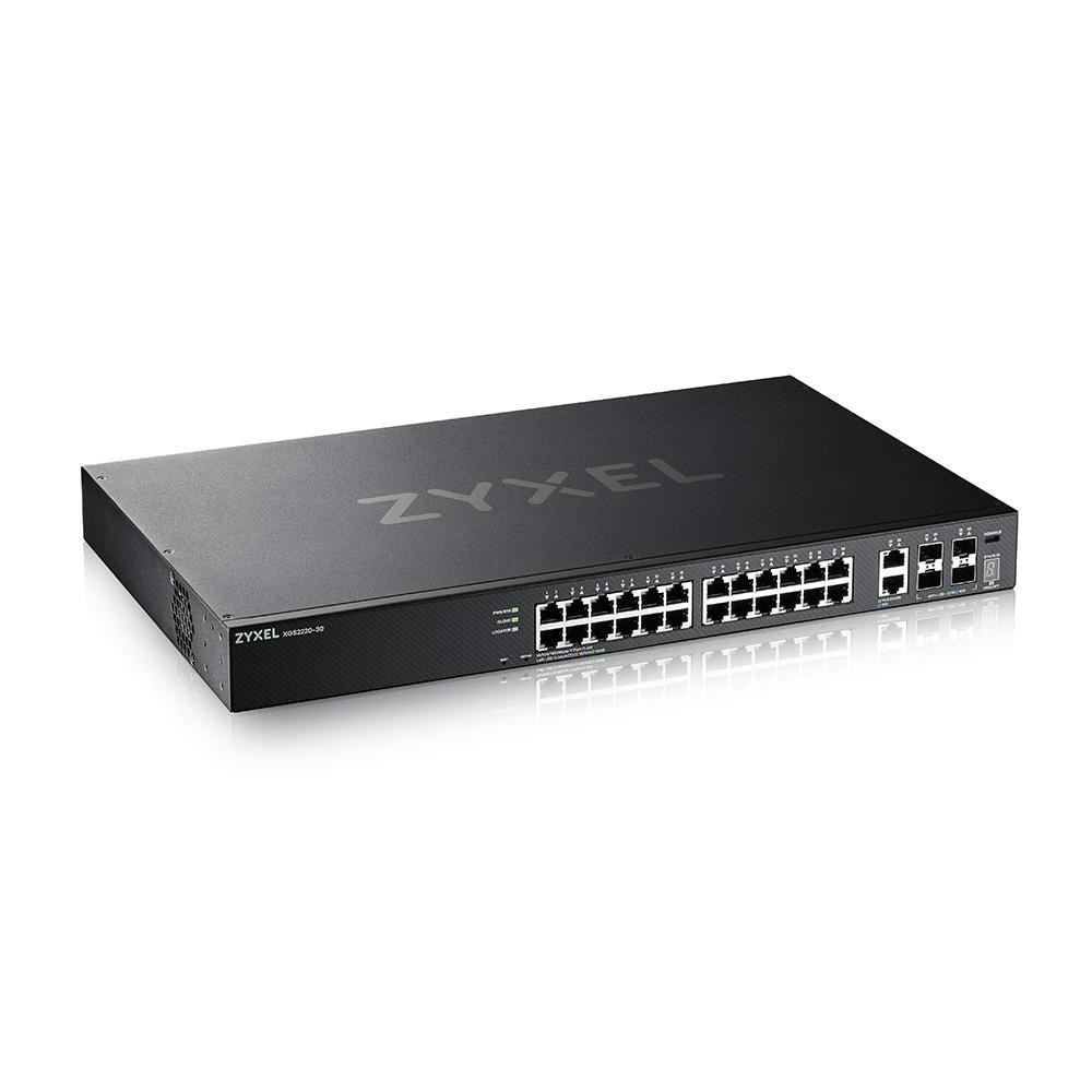 ZyXEL XGS2220-30, L3 Access Switch, 24x1G RJ45 2x10mG RJ45, 4x10G SFP+ Uplink, incl. 1 yr NebulaFlex Pro3 