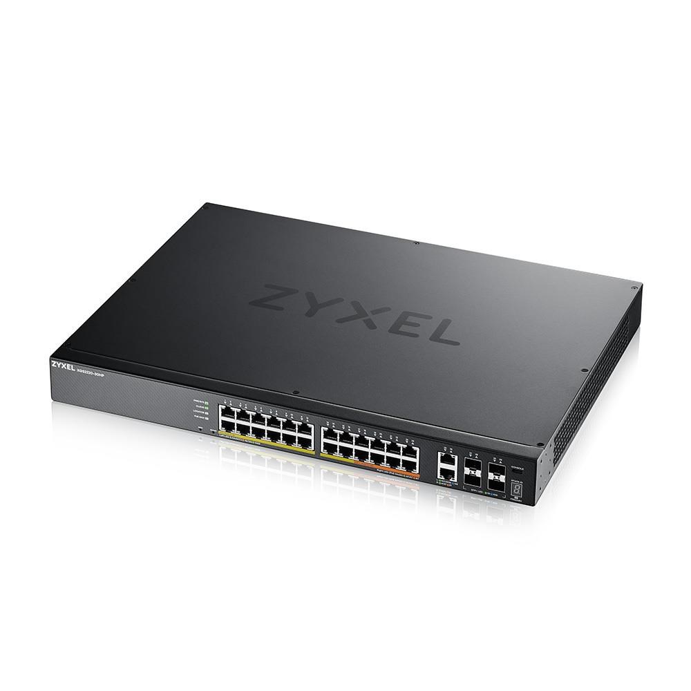 Zyxel XGS2220-30HP,  L3 Access Switch,  400W PoE,  16xPoE+/ 10xPoE++,  24x1G RJ45 2x10mG RJ45,  4x10G SFP+ Uplink,  incl. 1 yr2 