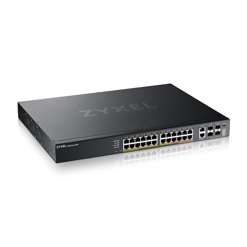 Zyxel XGS2220-30HP,  L3 Access Switch,  400W PoE,  16xPoE+/ 10xPoE++,  24x1G RJ45 2x10mG RJ45,  4x10G SFP+ Uplink,  incl. 1 yr3 